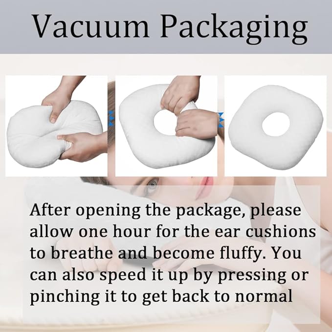 Ear Piercing Pillow for Side Sleepers, Pillow with an Ear Hole for CNH and Ear Pain Ear Inflammation Pressure Sores, O-Shaped Side Sleeping Pillow, Ear Guard Pillow