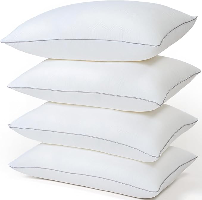 Pillows for Sleeping 4 Pack Bed Pillow Set of 4 for Side Back and Stomach Sleepers Down Alternative Filling Luxury Soft (White, King(4 Pack))