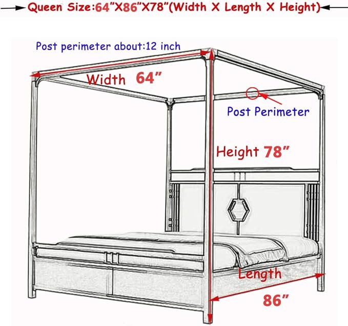 Elegant Lace Princess 4 Corner Post Mosquito Net Romantic for Girls Women Bed Curtain Canopy for Adult Wedding Bedroom Kids Rooms Decoration (Color-A, Queen)