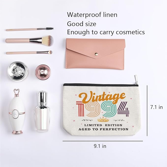 30th Birthday Gifts for Women, 1994 Vintage Makeup Bag, Best 30 Year Old Birthday Gift Ideas for Sisters, Friends, BFF, Mom, Coworker, Bonus Mom, Funny Anniversary Ideas for Her