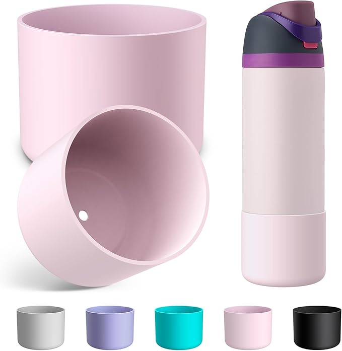 2PCS Silicone Water Bottle Boot for Owala 24oz 32oz 40oz, Anti-Slip Protective Sleeve Bottom Bumper Protector for FreeSip, Twist, and Flip Stainless Steel Water Bottles