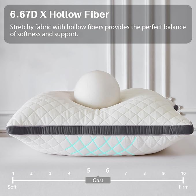 Soft Pillows King Size Set of 2,Bed Pillows with Gusseted Edge,Fluffy Microfiber King Pillows 2 Pack for Back, Stomach or Side Sleepers