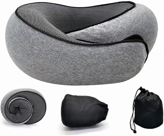 2024 New Neck Pillow,Travel Neck Pillow, Memory Foam Airplane Travel Pillow, 360 Degree Comfort and Breathability, Washable Modal Cover,Stowable U-Shaped Pillow,Suitable for Offices and Cars(Grey)