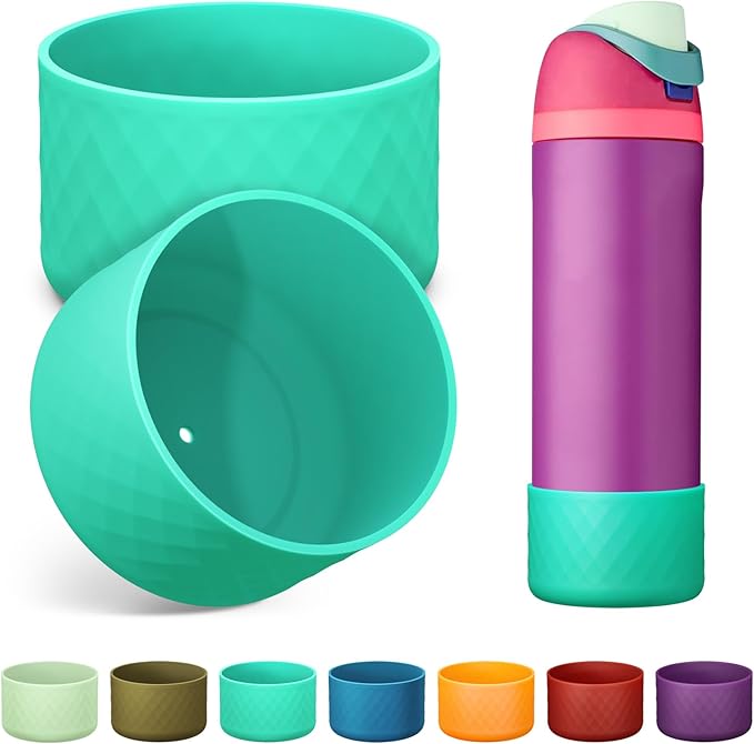 2PCS Silicone Water Bottle Boot for Owala 24oz 32oz 40oz, Anti-Slip Protective Sleeve Bottom Bumper Protector for FreeSip, Twist, and Flip Stainless Steel Water Bottles