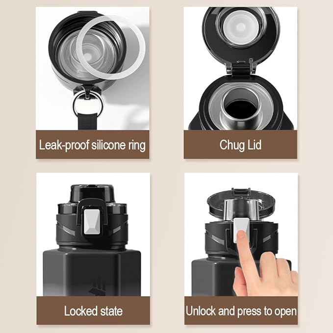 27 oz Hexagon Water Bottle, Wide Mouth Leak Proof Water bottles BPA-free Plastic Water Bottles Hexagonal Shape Water Bottle Reusable Water Bottle With Handle for Travel Fitness(Black&Blue)