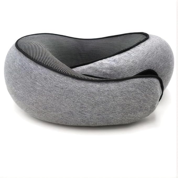 Travel Neck Pillow, Neck Pillow for Traveling, Memory Foam Travel Neck Pillow for Airplanes, Car, Office (Gray)