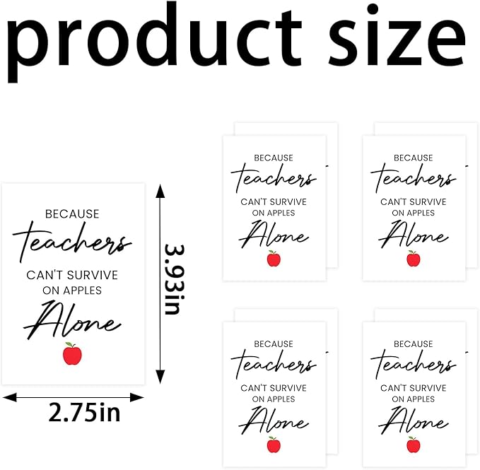 24Pcs Teachers Wine Labels, Teachers Gifts for Teachers, Teacher Retirement Appreciation Farewell Birthday Gifts, Because Teachers Can't Survive On Apples Alone Mini Wine Bottle Stickers Labels
