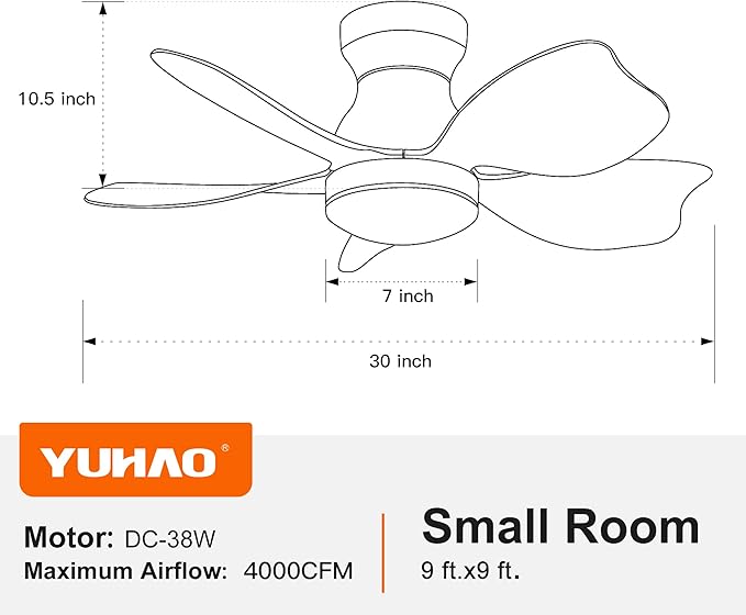 NicBex Ceiling Fan 30 Inch Indoor Modern Ceiling Fans with Integrated LED Light and Remote Control Flush Mount Ceiling Fan with 5 Blades for Living Room, Bedroom, Black