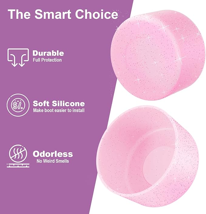 2PCS Silicone Water Bottle Boot for Owala 24oz 32oz 40oz, Anti-Slip Protective Sleeve Bottom Bumper Protector for FreeSip, Twist, and Flip Stainless Steel Water Bottles