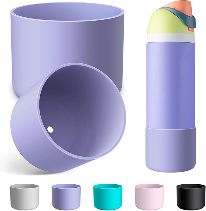 2PCS Silicone Water Bottle Boot for Owala 24oz 32oz 40oz, Anti-Slip Protective Sleeve Bottom Bumper Protector for FreeSip, Twist, and Flip Stainless Steel Water Bottles