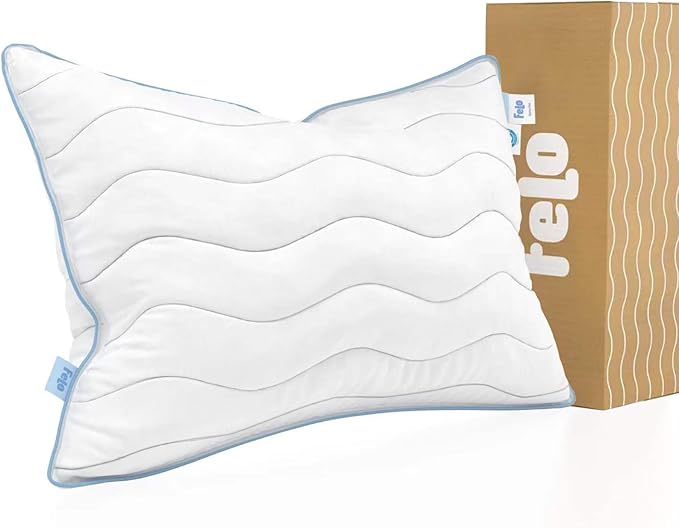 felo Feather Down Pillow Queen Size, CloudFusion Goose Down Pillow for Sleeping, Hotel Collection Bed Pillow for Side Back Pain Sleepers (20" x 30")