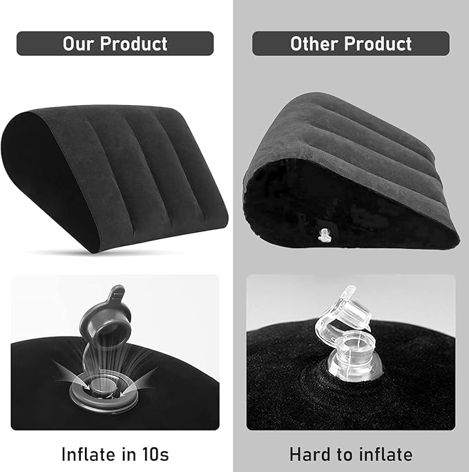 Prosixtoy Wedge Leg Elevation Pillow-Neck Pillows for Pain Relief Deep Sleep Bed Cushion Body Pillow-Knee Pillow Lumbar Support Pillow for Back Sleeper,Fast Inflating Deflation(Black)