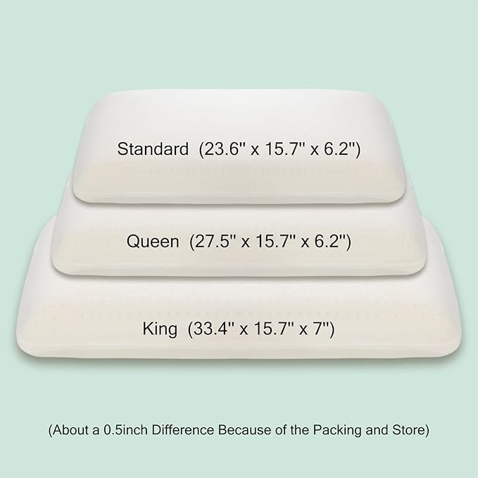 Talalay 100% Natural Premium Latex Pillow, Standard Bed Pillow with Removable Cotton Cover, Helps Relieve Pressure, Sleeping Pillow Suitable for Back and Side Sleepers, as Travel Pillow, Best Gift