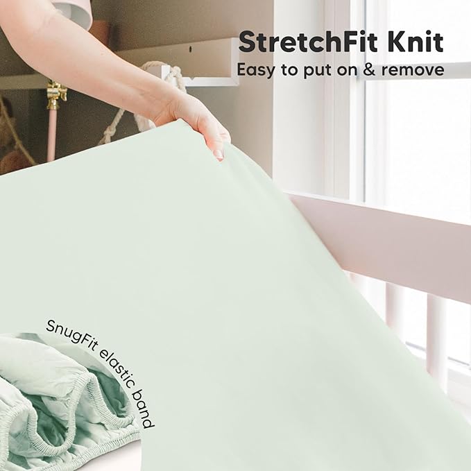 2-Pack Crib Sheets for Boys,Girls - Viscose Derived from Bamboo Fitted Crib Sheet, Organic Baby Crib Sheets, Crib Mattress Sheet,Toddler Bed Sheets,Baby Sheets for Crib Fitted Sheets(Aloe)