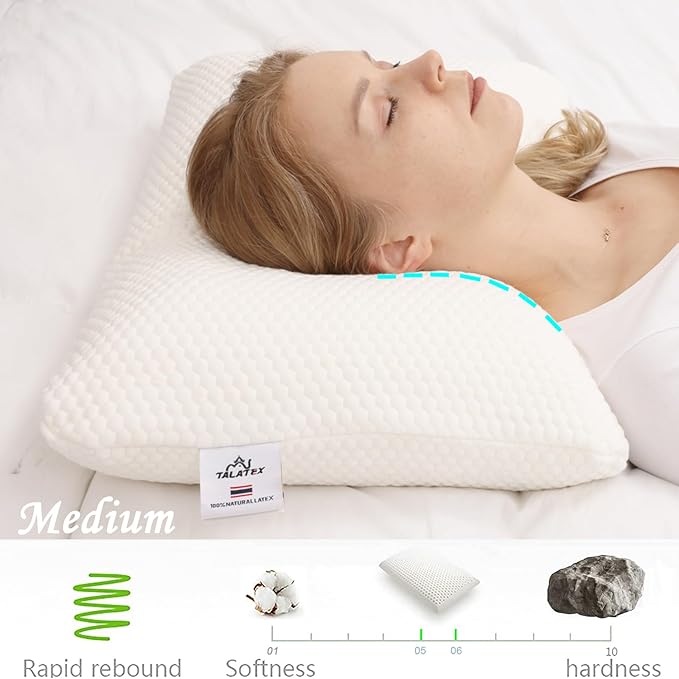 Talatex Premium Talalay Latex Pillow, Supportive and Comfortable, Relieves Pressure Points, Ideal Gift with Removable Tencel Cover