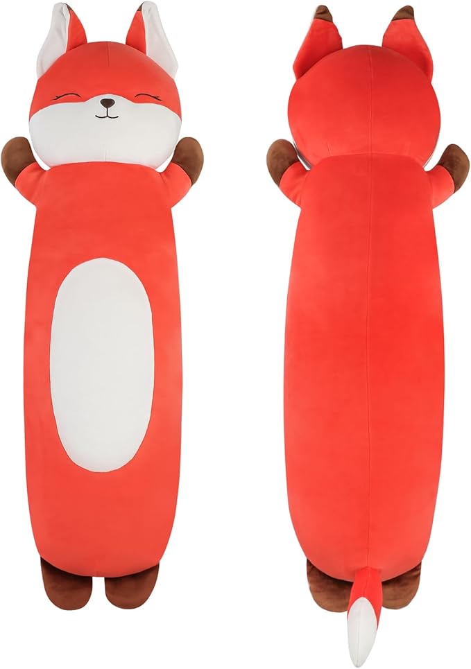 22 inch Orange Fox Body Pillow for Kids, Fox Stuffed Animals, Soft Long Cuddle Pillow Plushies, Giant Cute Fox Plush Toys Gift for Kids, Boys Birthday