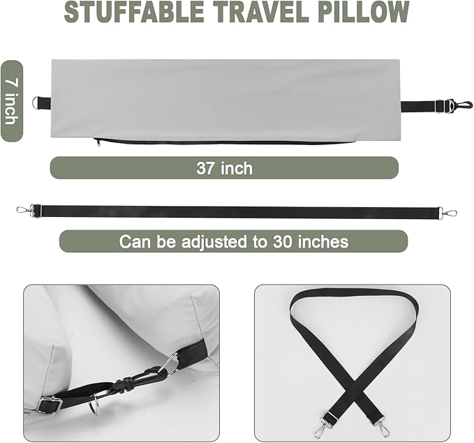 Stuffable Neck Pillow for Travel - Waterproof Travel Neck Pillow Case Cover, Adjustable Stuffable Travel Pillow Storage Bag, Fits Up to 3 Days of Travel Essentials, Transformable Luggage Pillowcase