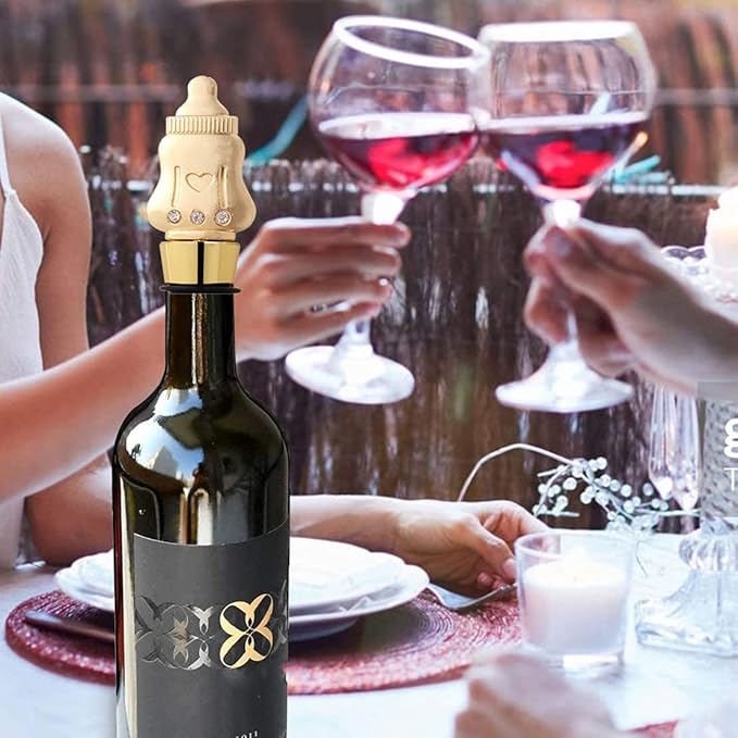 12Pcs Wine Bottle Stopper Baby Shower Souvenirs for Guest,Gold Feeding Bottle Stopper Wedding Favors Baby Girl Shower Giveaways Gift to Guest(12, Pink-Bottle Stopper)