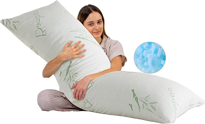 Body Pillow for Adults Shredded Memory Foam Long Full Body Pillow for Sleeping with Breathable Cover Firm Hug Large Pillows for Side/Back Sleepers 20x54