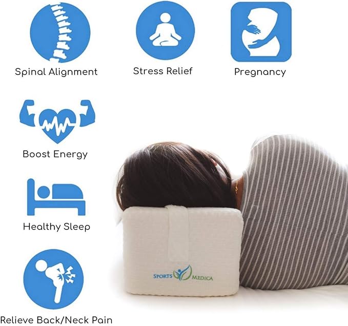 Doctor Developed Knee Pillow for Side Sleepers - Memory Foam Leg Side Sleeper Pillow, Sciatica Pain & Back Pain Relief - Leg Pillow with Strap to Support Spine Alignment - Orthopedic Hip Pillow