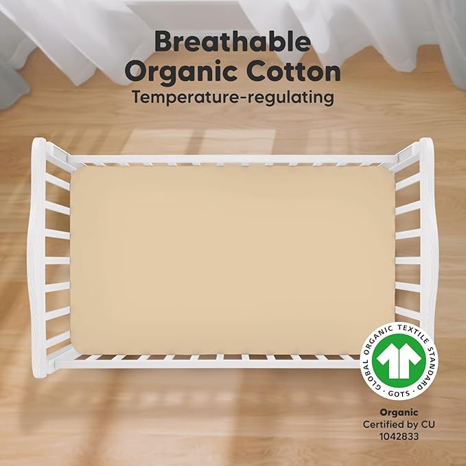 2-Pack Organic Crib Sheets for Boys, Girls - Jersey Fitted Crib Sheet, Baby Crib Sheets Neutral, Crib Mattress Sheet, Cotton Crib Sheets, Breathable Crib Sheet, Baby Mattress Sheets (Rust)