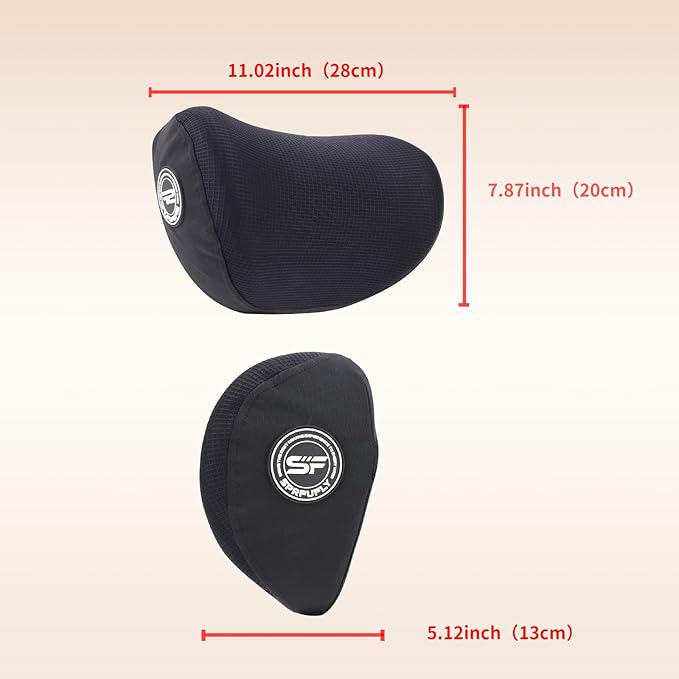 SPRFUFLY 2 Pack Car Headrest Pillow, Extra Soft Car Pillow, 100% Memory Foam Car Neck Pillow for Driving - Universal Fit Travel Car Rest Pillow for Pain Relief While Driving(Comes with 2 Eye Masks)