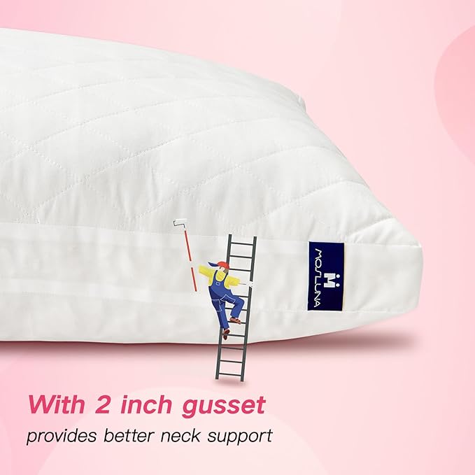 Memory Foam Pillows Standard Size Set of 2, Gusseted Bed Pillow for Sleeping, 2 Pack Adjustable Pillow for Side, Back or Stomach Sleepers (20 x 26 in, White)