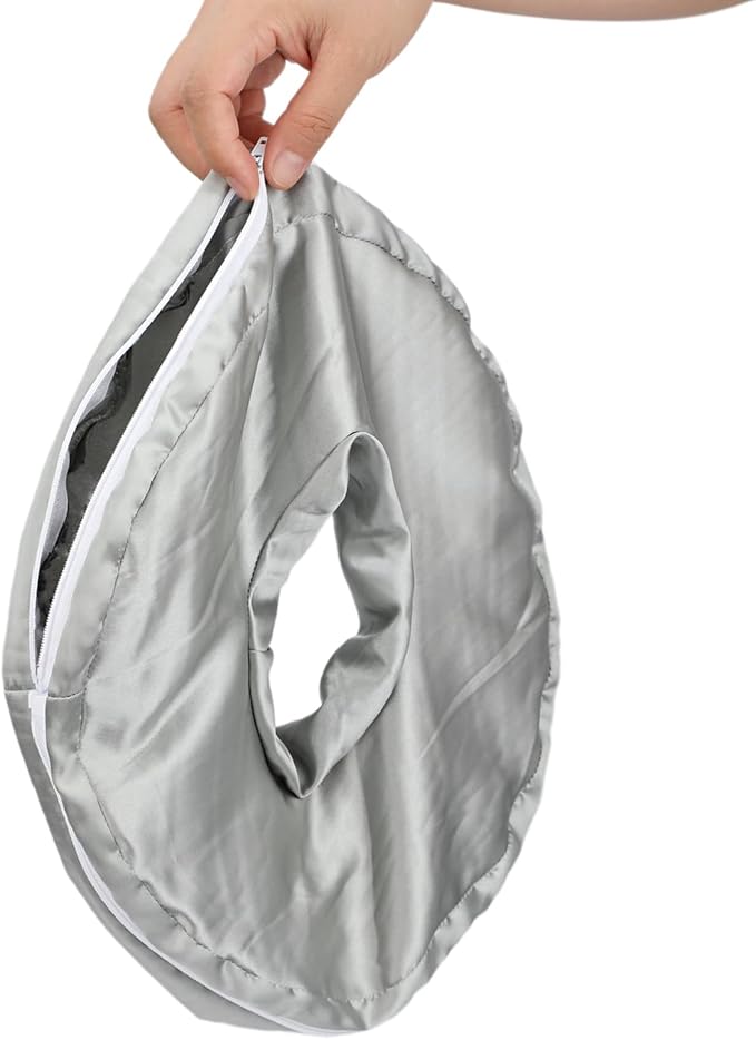 Washable Ear Piercing Pillowcase Luxury Satin Ear Hole Silky Pillowcase for Pierced Ear Side Sleepers Ear Inflammation Pressure Sore Pain Relief Support Neck Head Silver Gray