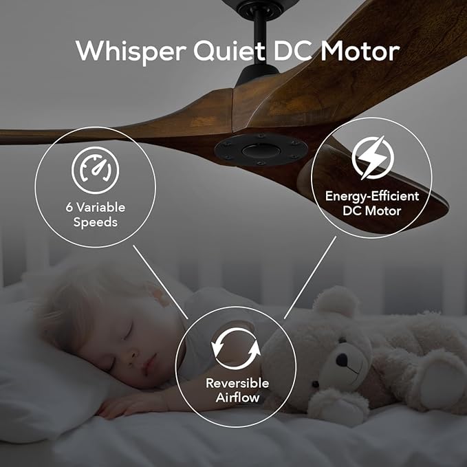 3MAVSM60MBK Smart Maverick Ceiling Fan with Remote Control, Indoor or Outdoor, Compatible with Alexa & Google Voice (Midnight Black with Dark Walnut Blades, 60-inch)