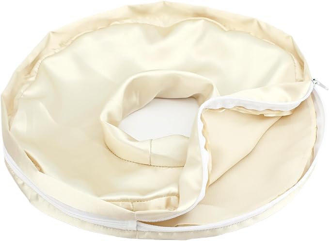 Washable Ear Piercing Pillowcase Luxury Satin Ear Hole Silky Pillowcase for Pierced Ear Side Sleepers Ear Inflammation Pressure Sore Pain Relief Support Neck Head Champagne