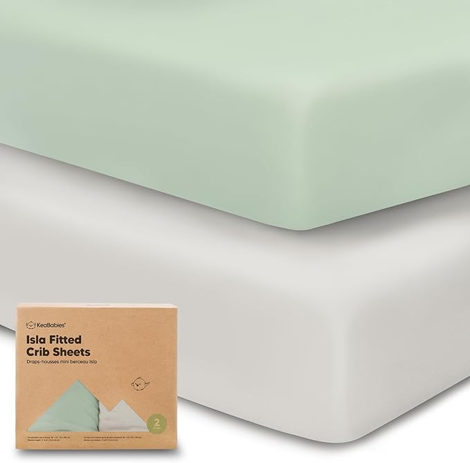 2-Pack Crib Sheets for Boys,Girls - Viscose Derived from Bamboo Fitted Crib Sheet, Organic Baby Crib Sheets, Crib Mattress Sheet,Toddler Bed Sheets,Baby Sheets for Crib Fitted Sheets(Sage)