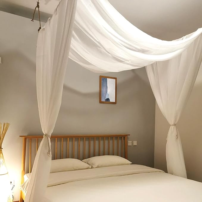 Bed Canopy for Girls, King Canopy Bed Curtains with bed frame Queen & Full Bed 59*255in White Tulle Canopy Bed Scarf,Sheer Bed Drapes,Twin Girls Canopy Bed Decor for Baby Crib,Kid Bed and Adult Beds