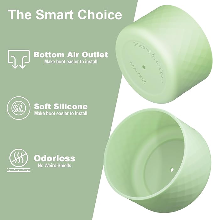 2PCS Silicone Water Bottle Boot for Owala 24oz 32oz 40oz, Anti-Slip Protective Sleeve Bottom Bumper Protector for FreeSip, Twist, and Flip Stainless Steel Water Bottles