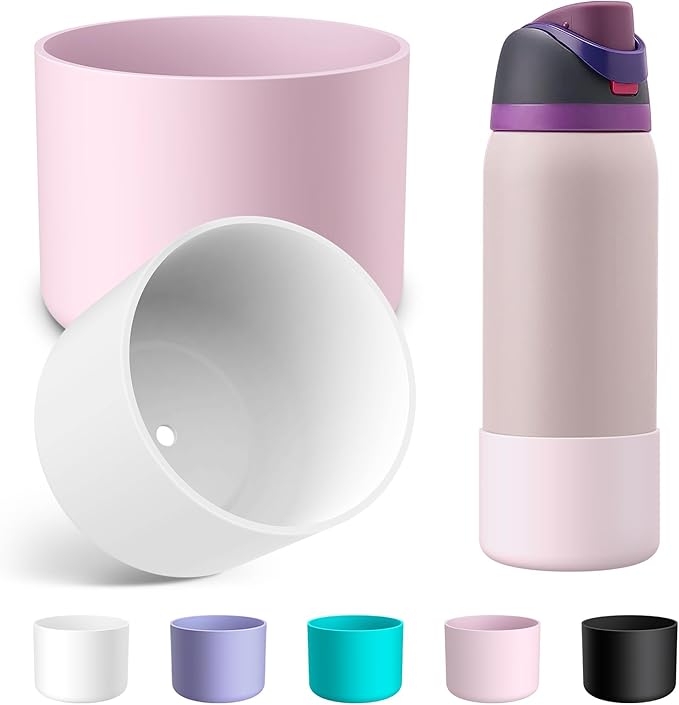 2PCS Silicone Water Bottle Boot for Owala 24oz 32oz 40oz, Anti-Slip Protective Sleeve Bottom Bumper Protector for FreeSip, Twist, and Flip Stainless Steel Water Bottles