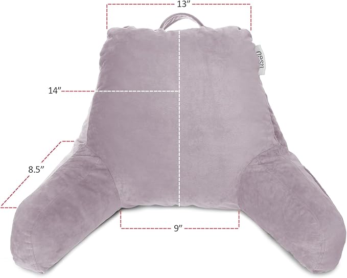 Nestl Reading Pillow for Kids, Small Bed Pillow, Back Pillow for Sitting in Bed, Memory Foam Chair Pillow, Reading & Bed Rest Pillows, Dusty Purple Back Pillow for Bed, Arm Pillow with Pockets