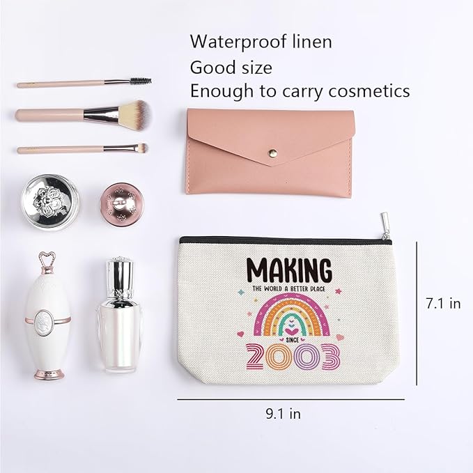 21st Birthday Gifts for Her, 21 Years Old Birthday Gifts Makeup Bag for Friend, Sister, Daughter, Her, Travel Toiletry Makeup Organizer Zipper Pouch - Making The World a Better Place Since 2003