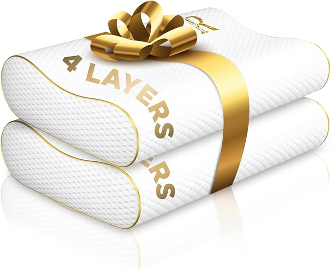 Royal Therapy 4-Layer Queen (2-Pack), Contour Pillow, Side Sleeper Pillow, Orthopedic Pillow, Neck Support Pillow, Pillow for Neck Pain, Pillow for Side Sleepers, CertiPUR-US