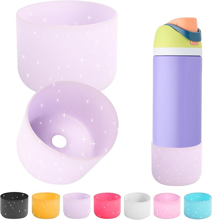 2PCS Silicone Water Bottle Boot for Owala 24oz 32oz 40oz,Anti-Slip Protective Sleeve Bottom Bumper Protector for FreeSip, Twist, and Flip Water Bottles