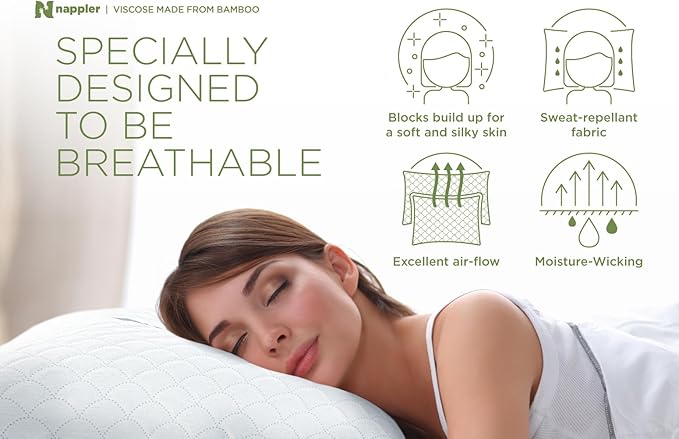 Cooling Pillow for hot Sleepers - Bed Pillows Queen Size Premium Set of 2 - Adjustable Shredded Memory Foam - Medium to Firm Pillows for Back, Stomach & Side Sleepers -Washable Cover