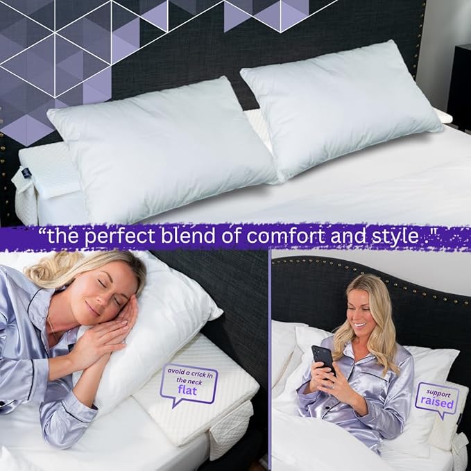 Bed Wedge Pillow for Headboard-Mattress Gap - DuoWedge Lux. (Grey, King 76") The Perfect Filler for Gaps up to 7"