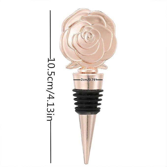 24PCS Wine and Beverage Rose Stopper Rose Gold Bottle Stoppers Keep Wine Fresh Holiday Party,Wedding Birthday Party Decor Wine Stoppers Wine Lovers Funny Gifts(24,Opp Rose Stopper)