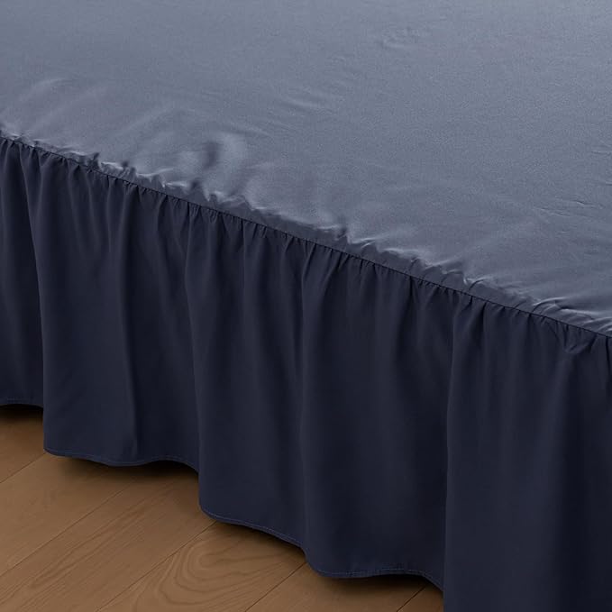 Bed Skirt Twin Size Ruffled Bed Skirt with Split Corners, 12 Inch Drop Dust Ruffle Bed Skirt with Platform,Blue