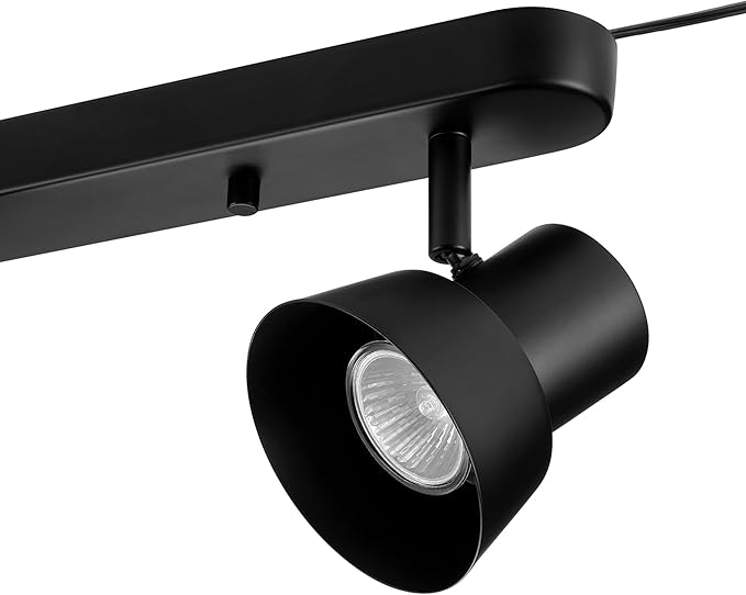 Globe Electric 64000115 22" 3-Light Plug-in Track Lighting, Matte Black, Pivoting Track Heads, 15-Foot Black Cord, in-Line on/Off Rocker Switch