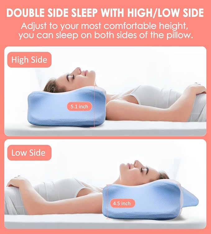 Cervical Pillow for Neck Pain Relief, Memory Foam Pillow for Sleepin, Ergonomic Contour Pillows, Orthopedic Pillow with Washable Pillowcase, for Side Back Stomach Sleepers