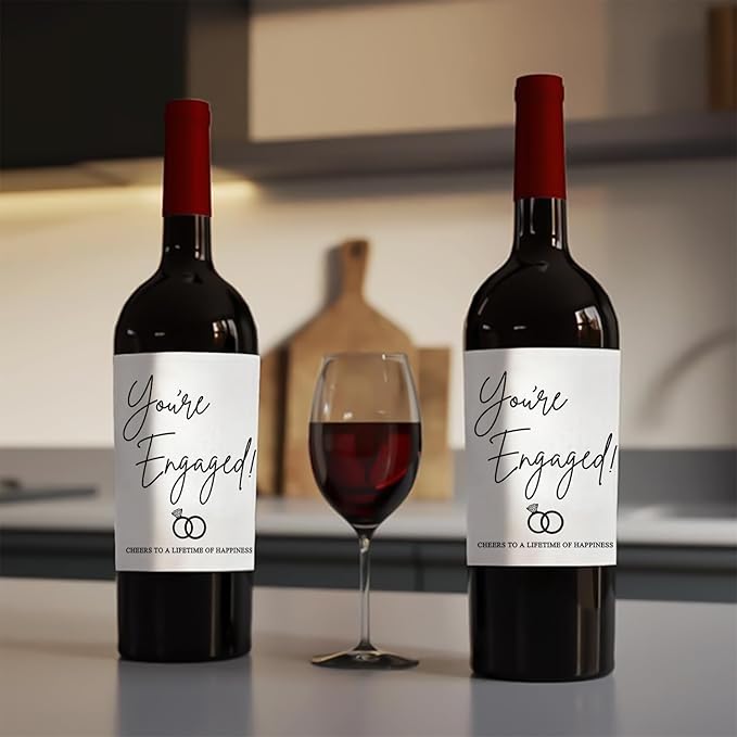 24 Pcs Engagement Wine Labels Engagement Gifts for Couples Her Engagement Party Decorations Gifts for Engaged Couple Wine Bottle Stickers, Pairs Well with Getting Engaged Wine Bottle Labels