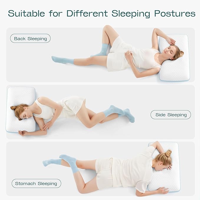 Memory Foam Bed Pillow for Pressure Relief - Memory Foam Neck Pillow with Removable Cooling & Soft Cover – Two-Sided, Contour Orthopedic Bed Pillow for Side Back Stomach Sleeper