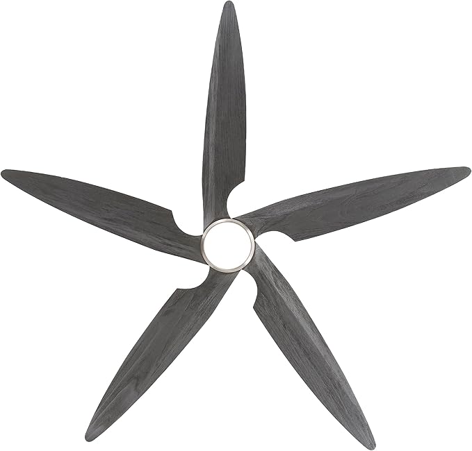 54 Inch Modern Ceiling Fan with Lights and Remote, 5 Wood Blades, 6-Speed Noiseless Reversible DC Motor with Replaceable Downrods for Bedroom Living Room Dining Room, Nickel and Gray