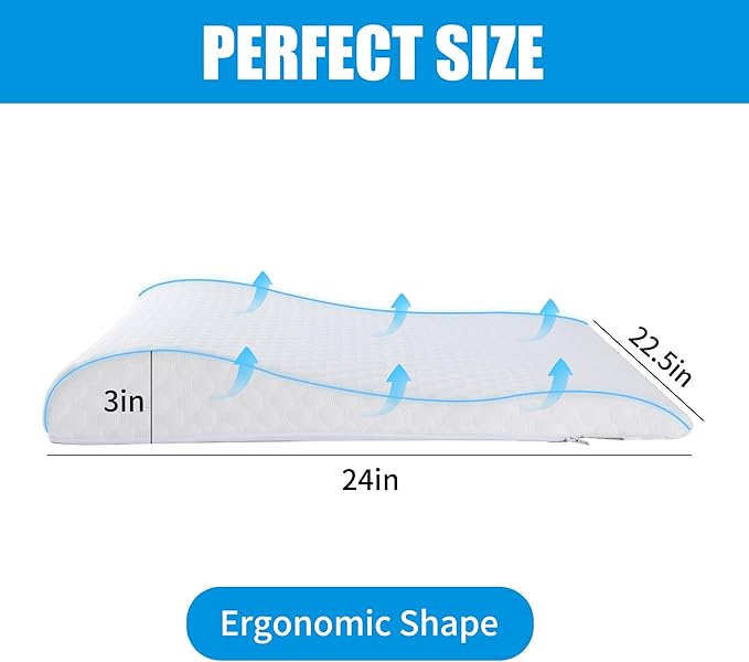 ROYALAY Lumbar Support Pillow for Sleeping Foam Pillow for Back Pain Relief Comfortable Bed Rest Pillow with Removable Cover Elevated Body Pillow for Back Support for side, back, and stomach sleepers