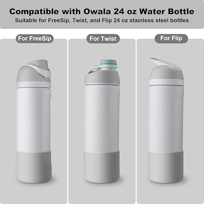 2PCS Silicone Water Bottle Boot for Owala 24oz 32oz 40oz, Anti-Slip Protective Sleeve Bottom Bumper Protector for FreeSip, Twist, and Flip Stainless Steel Water Bottles