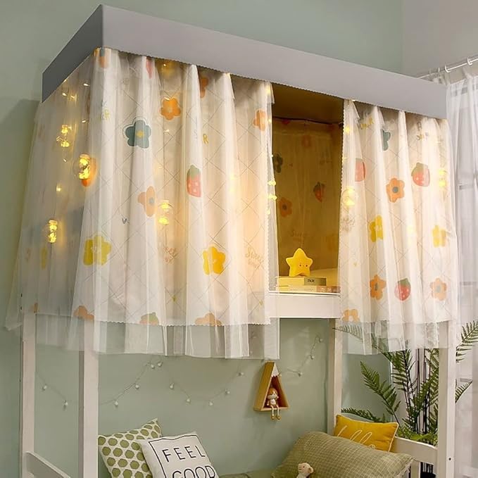 XGOPTS Dormitory Bunk Bed Privacy Curtains Students Single Bottom Bunk Bed Blackout Curtains Dustproof Cloth Bed Canopy Curtains Shading Mosquito Protection Nets Bedroom Tent Decor